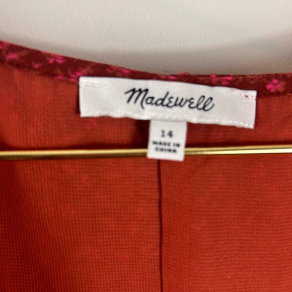Madewell button front Women's Rust Puff Sleeve Top - Picture 9 of 10